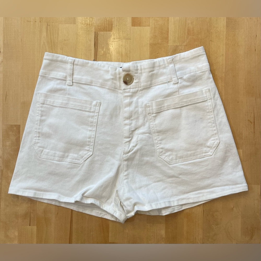 Maeve White High-Rise Cotton Shorts